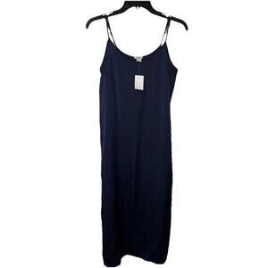 J. Crew Womens Midi Slip Dress  Navy Blue XS Side Slits NEW! Romantic Dark $79